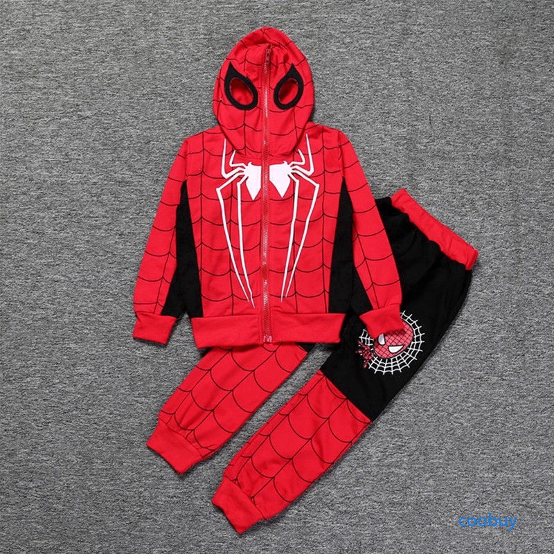 Bộ đồ gồm áo hoodie và quần dài dùng hóa trang người nhện độc đáo cho bé trai
