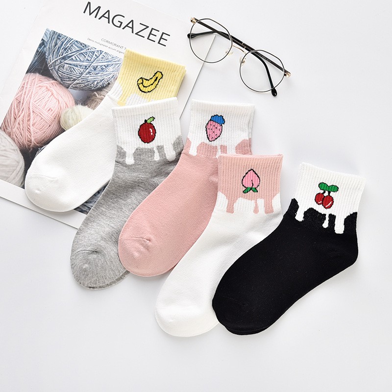 Tất hoa quả cao cổ mới dễ thương