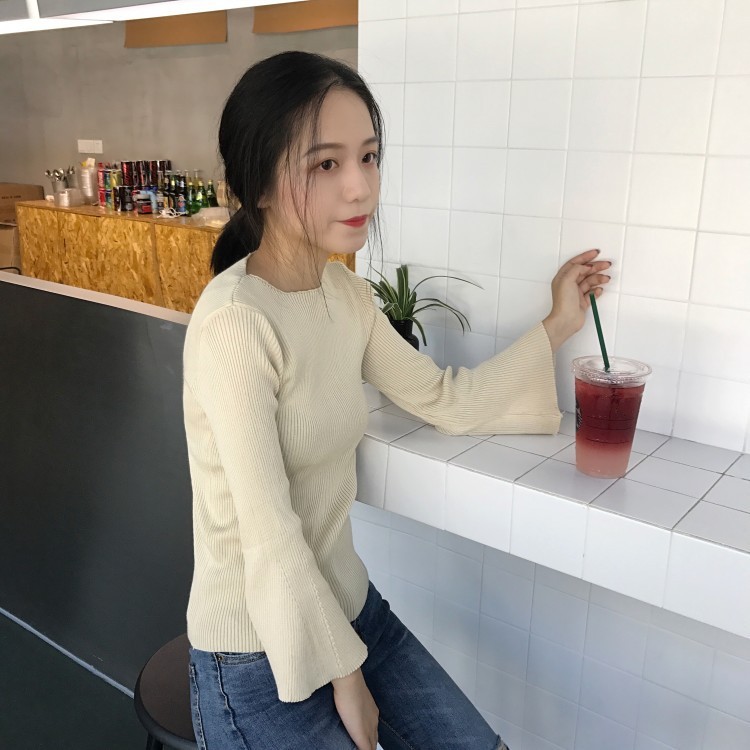 Áo Sweater Nữ Tay Loe Cổ Tròn Thời Trang Xuân Thu Phong Cách Hàn Quốc | BigBuy360 - bigbuy360.vn