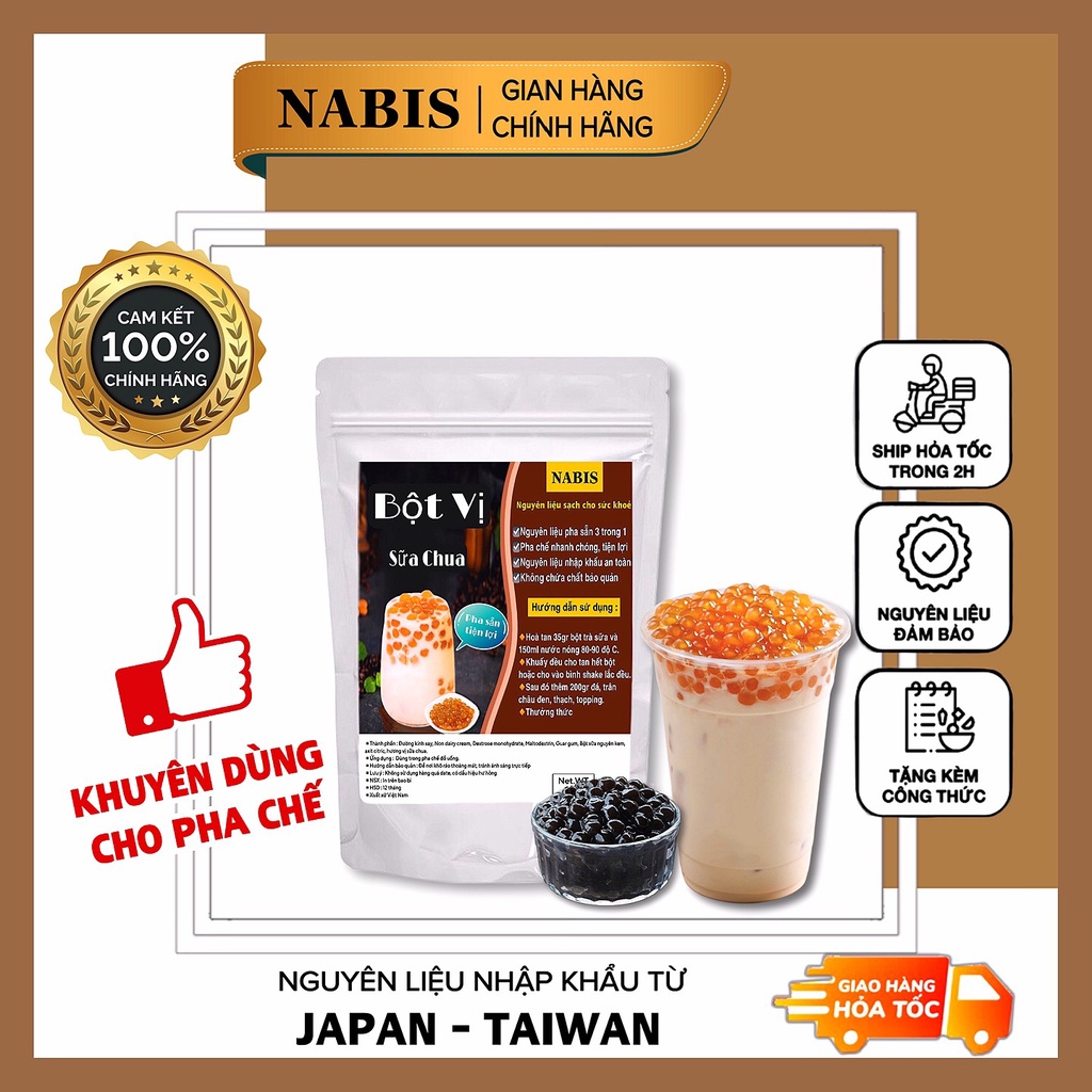Bột Vị Sữa Chua NABIS. PHA SẴN cực nhanh, uống liền tiện lợi. Tặng 1 gói trân châu 150gr