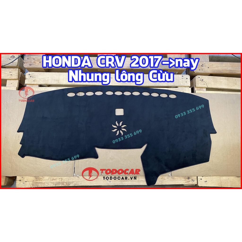 Thảm Taplo HONDA CRV bằng Nhung lông Cừu hoặc Da vân Carbon, Da vân Gỗ