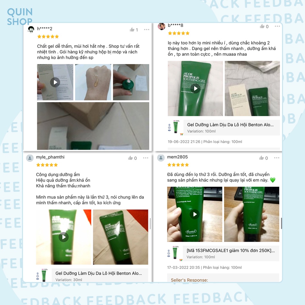 Gel Dưỡng Làm Dịu Da Lô Hội Benton Aloe Propolis Soothing Gel