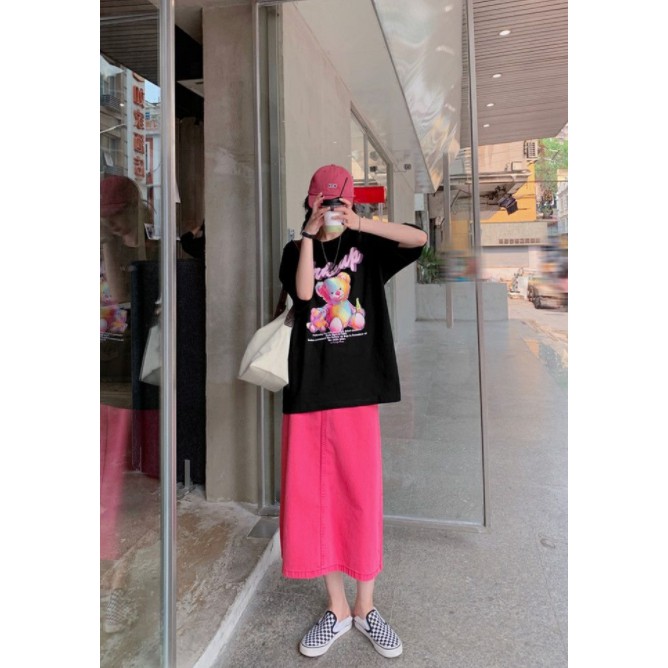 Chân Váy Jean Chữ A Lưng Cao Phong Cách Hàn Quốc Thời Trang Mùa Hè 2021 Cho Nữ Có Size Lớn