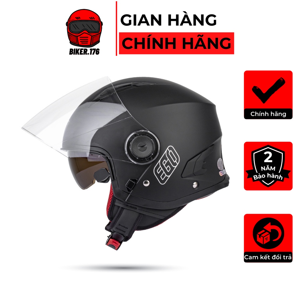 Mũ bảo hiểm 3/4 2 kính EGO E41 - BIKER.176 - Mũ bảo hiểm chính hãng Vũng Tàu