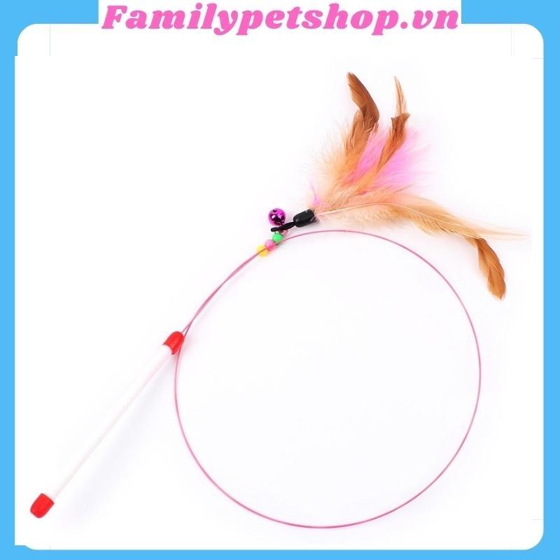 Đồ chơi cho mèo, cần câu Dây Thép Lông Vũ Có Chuông - familypetshop.vn