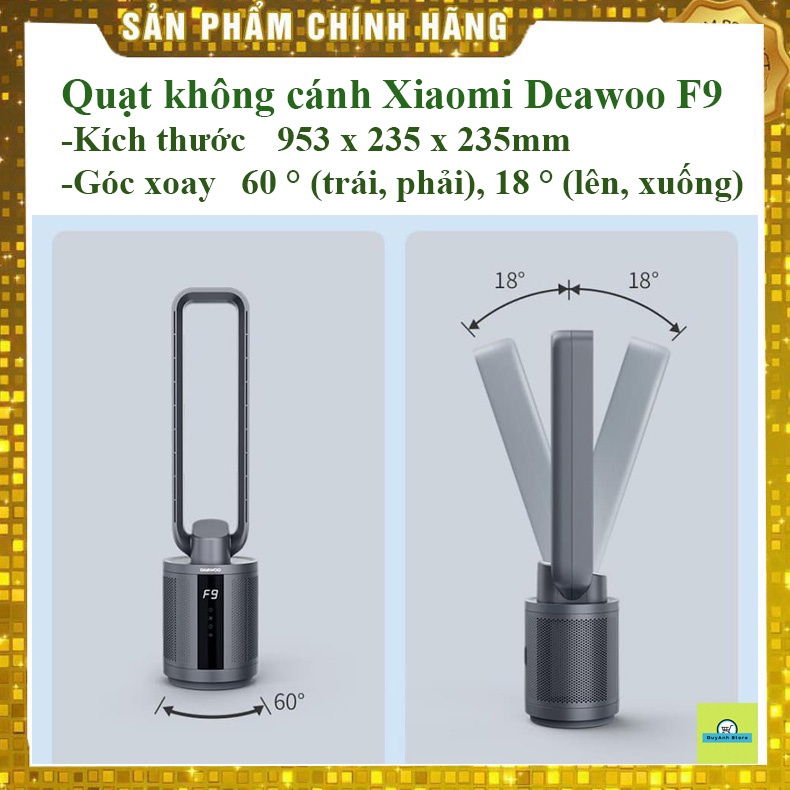 Quạt không cánh LỌC KHÔNG KHÍ 2IN1 💥XIAOMI DAEWOO F9💥 9 cấp độ gió Bộ lọc HEPA mẫu mới nhất 2021- BH 1 năm