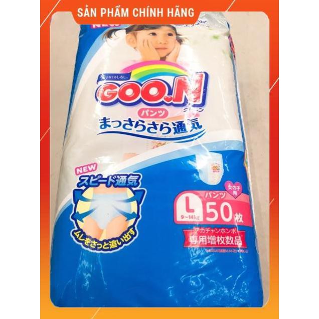 Hàng auth Tã quần Goon size L 50 miếng bé gái (9-14kg)