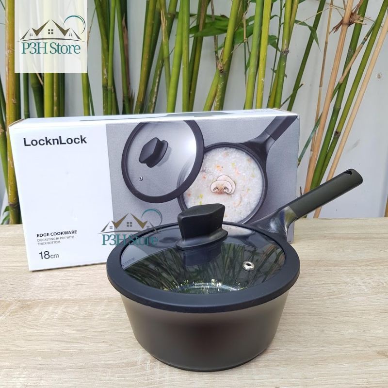 Nồi chống dính 1 tay cầm LocknLock EDGE size 18cm sử dụng bếp từ CAS1811