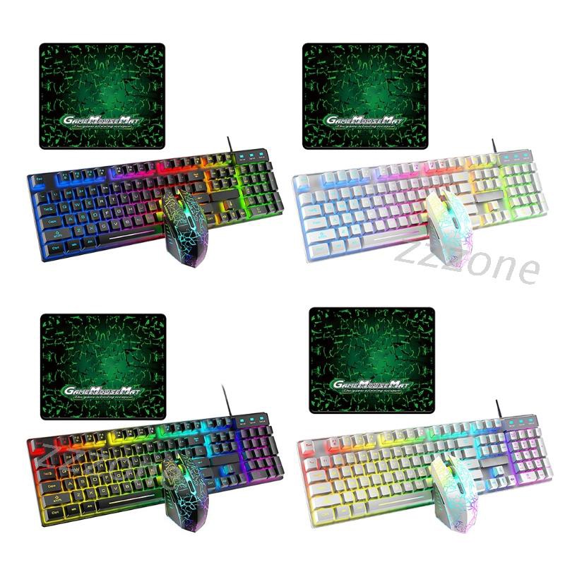 Set Bàn Phím + Chuột Quang Chơi Game Có Dây T6Rgb + Bộ Phụ Kiện Đi Kèm