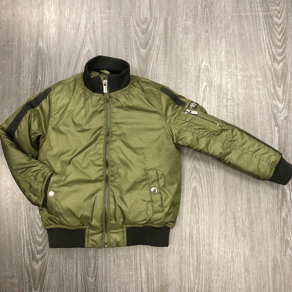 Áo khoác bomber bé trai - Áo bomber phao Zara Vietnam màu rêu cho bé trai size 5-14t