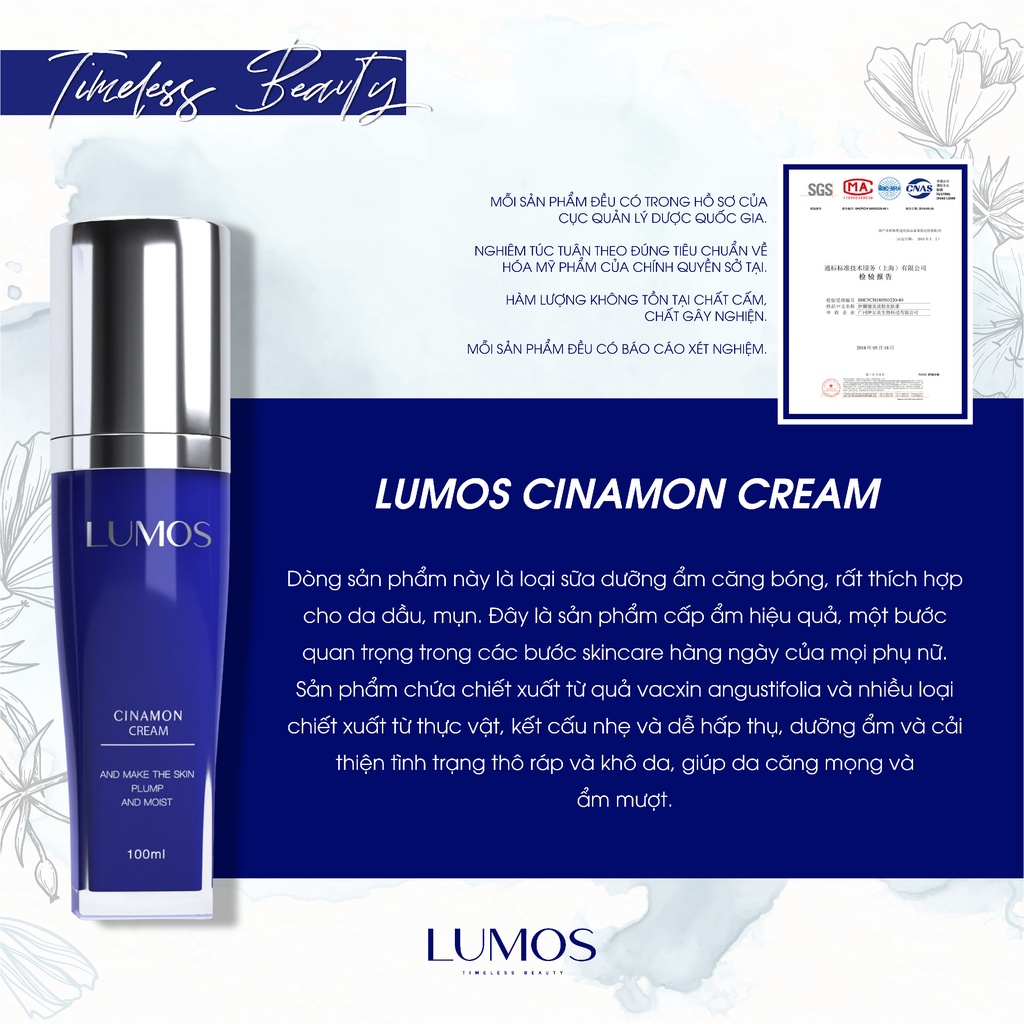 LUMOS Cinamon Cream - Kem Dưỡng Ẩm cho da dầu mụn 100ml