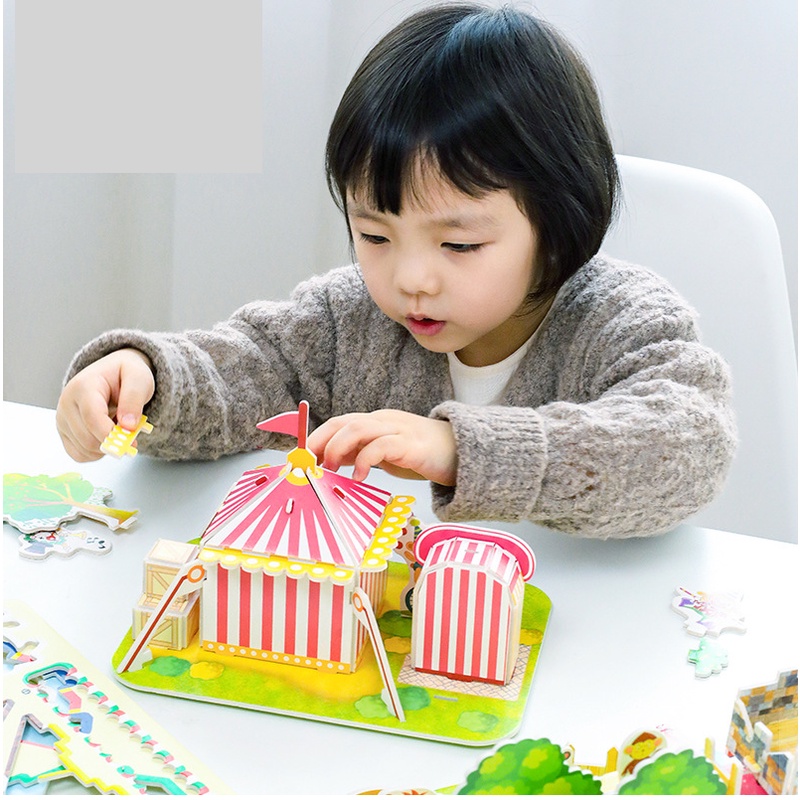 Đồ Chơi Xếp Hình Ngôi Nhà 3D Bằng Bìa Xốp Cho Bé