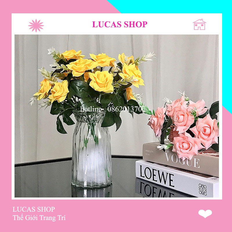 Cụm Hoa Hồng Cánh Xoắn 30cm 7 Nhánh (Kèm Lá)  Decor Nhà Cửa, Trang Trí Chụp Ảnh