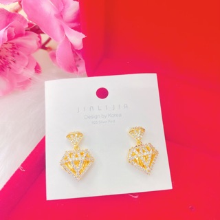 Bông tai hình kim cương dát vàng trắng