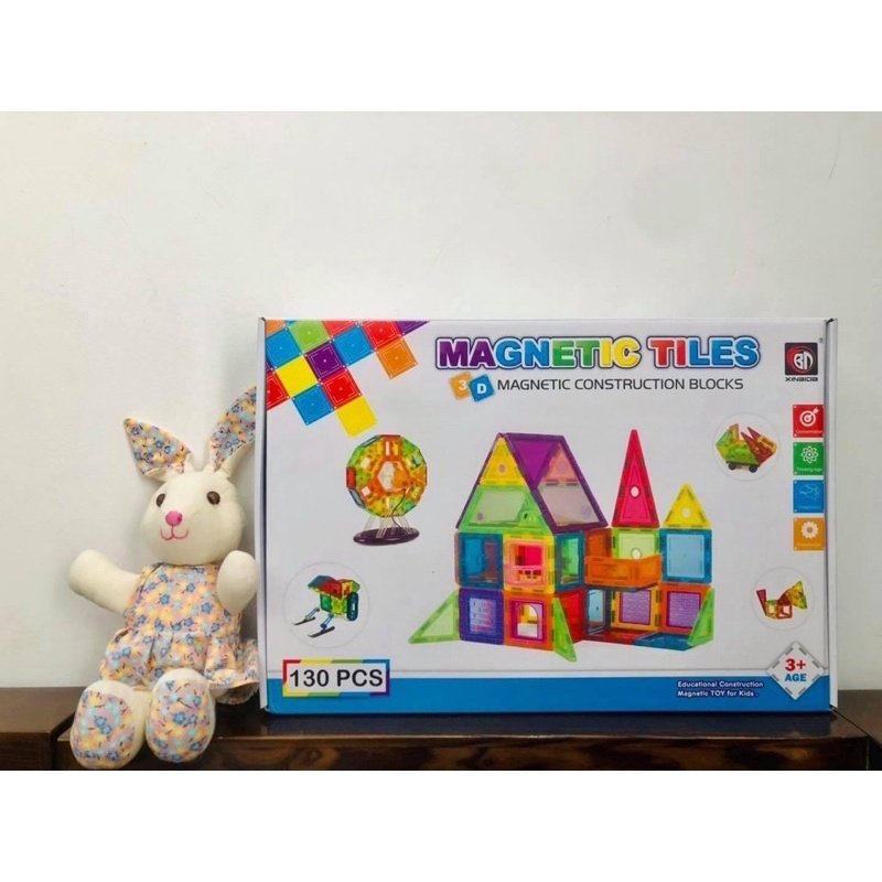 Bộ xếp hình 130 chi tiết Magnetic Tiles giúp bé phát triển toàn diện - đồ chơi Bi House