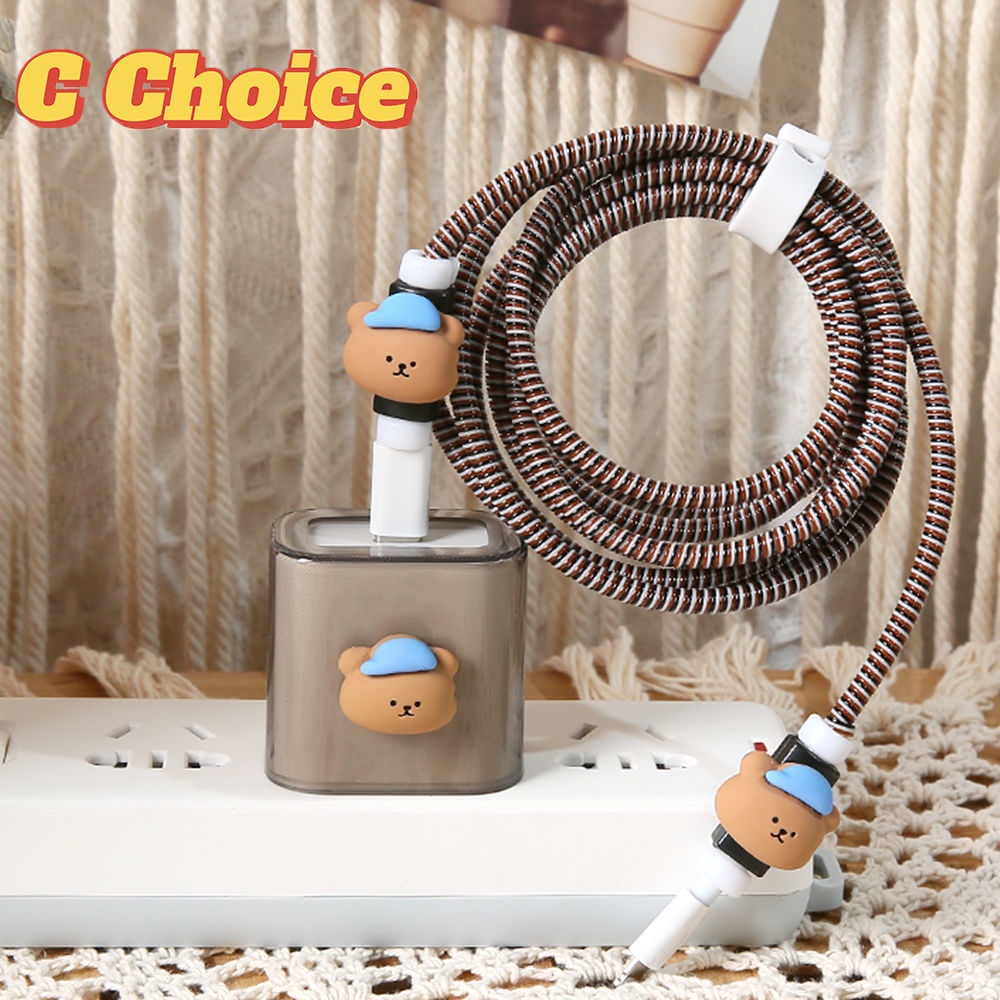 Phụ Kiện Bảo Vệ Đầu Sạc 5W 18w 20W Hình Gấu Xinh Xắn Cho compatible for iPhone 6plus 7 8 11 12 13 pro max xs xr