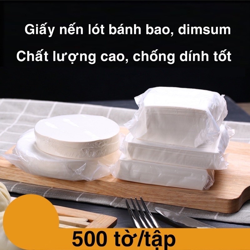 Giấy nến chống dính lót bánh bao tập 500c các size