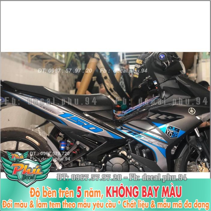 Tem rời Exciter 150 Y15ZR Xanh candy , xe đen nhám (H) -1