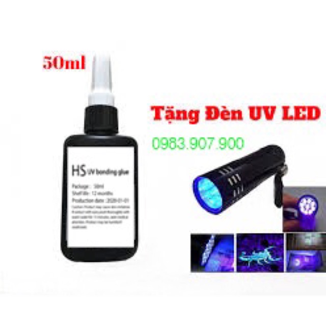 Combo Bộ Keo UV 50ml + Kèm Đèn Sấy Keo UV Led 9 Bóng