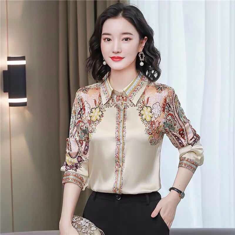 HÀNG QC - ÁO SƠ MI LỤA HOA VĂN THANH LỊCH - ZBT108275