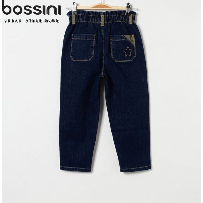 Quần jean dài lưng thun hình ngôi sao ở túi sau bé gái Bossini 744101000
