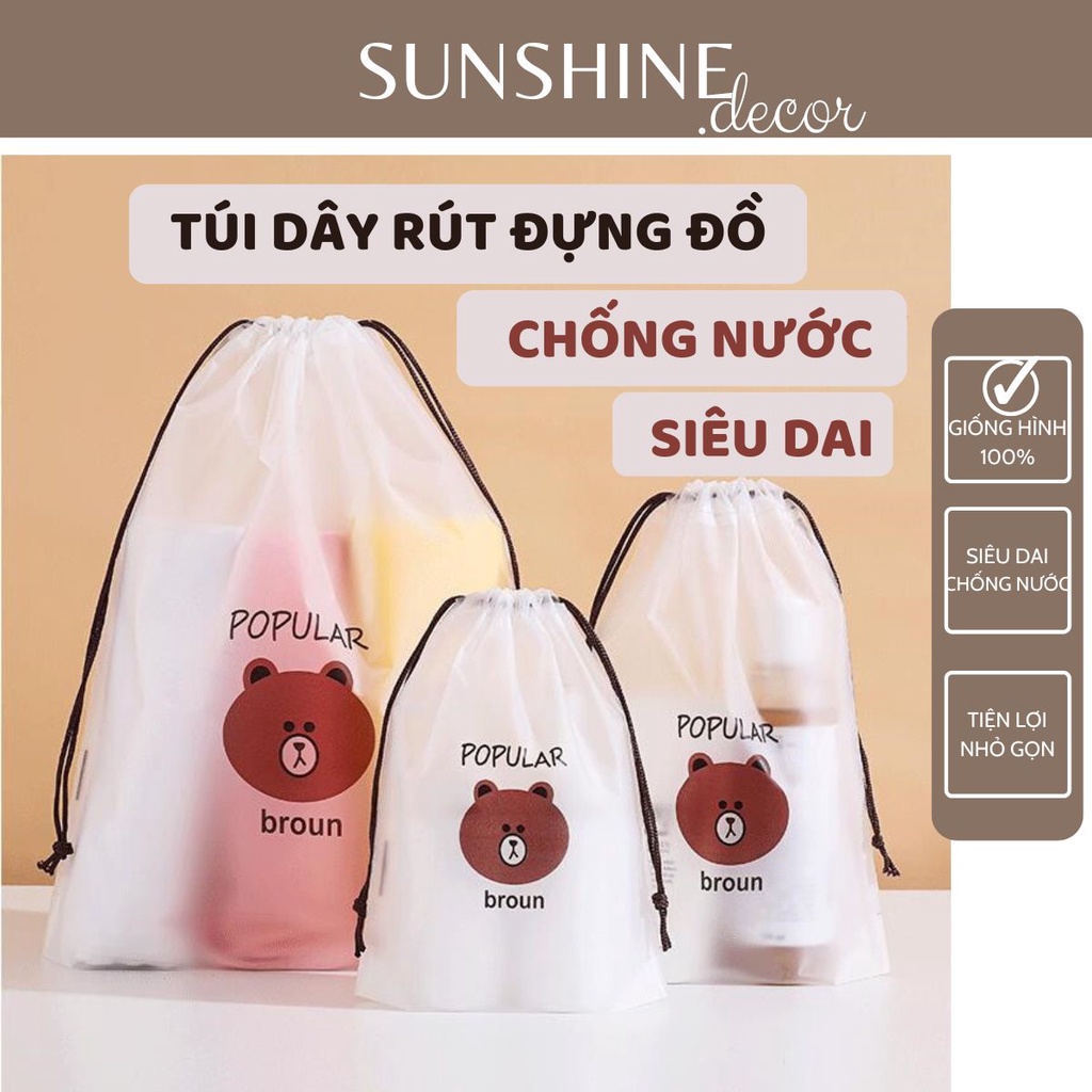 Túi dây rút gấu siêu dày đựng giày dép, đựng quần áo, đồ lót, mỹ phẩm chống nước tiện lợi
