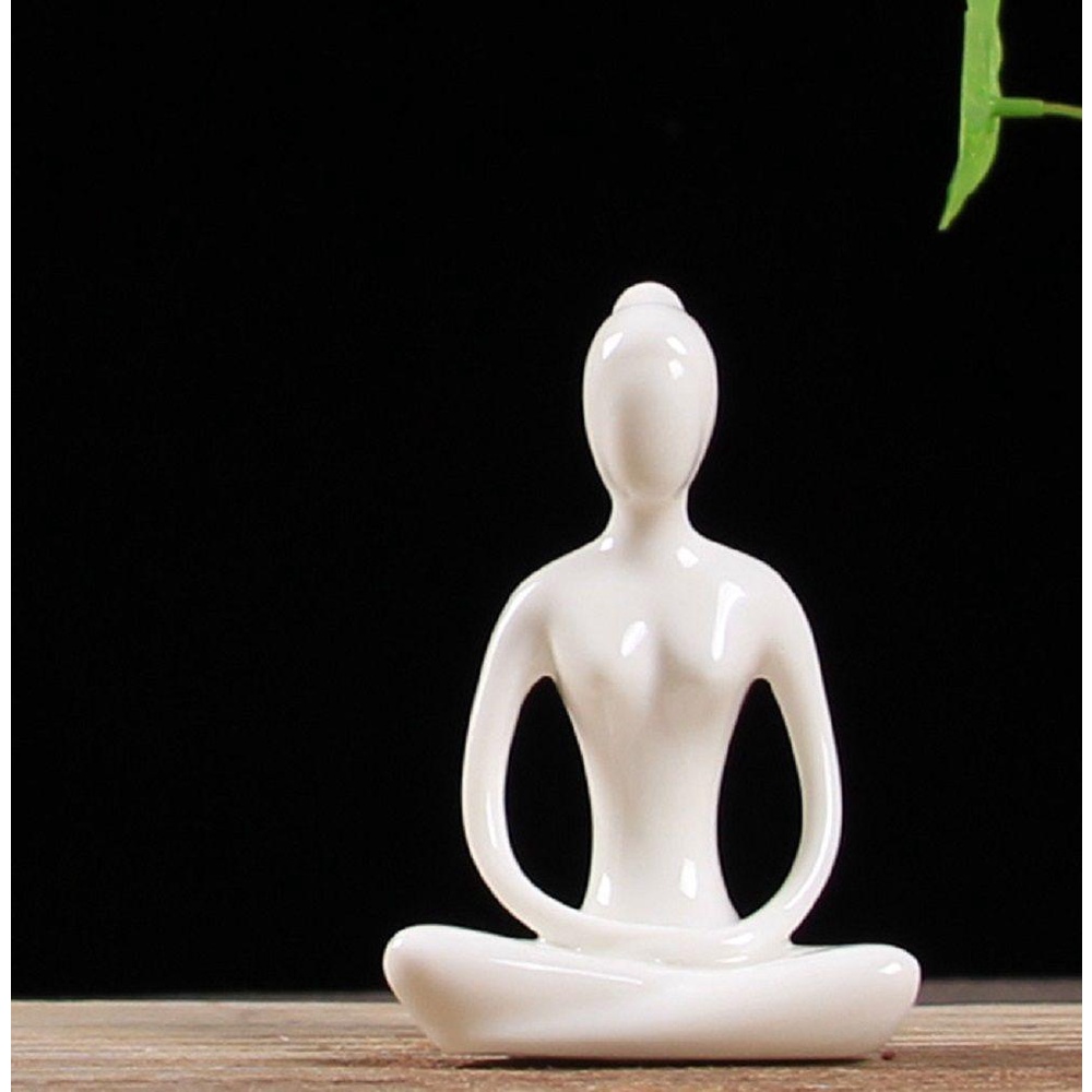 LEISURE 1 Bức Tượng Yoga Poses Bằng Sứ Phong Cách Vintage