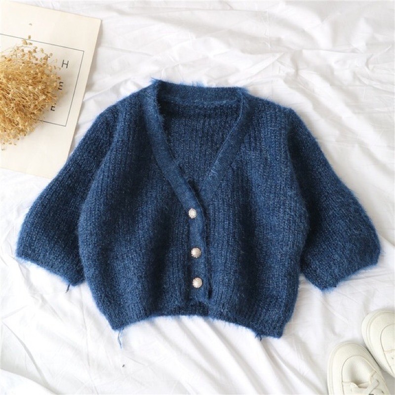 [SẴN] Áo cardigan dáng ngắn nữ, áo khoác len tay lỡ, croptop len cực xinh dễ mix đồ | BigBuy360 - bigbuy360.vn
