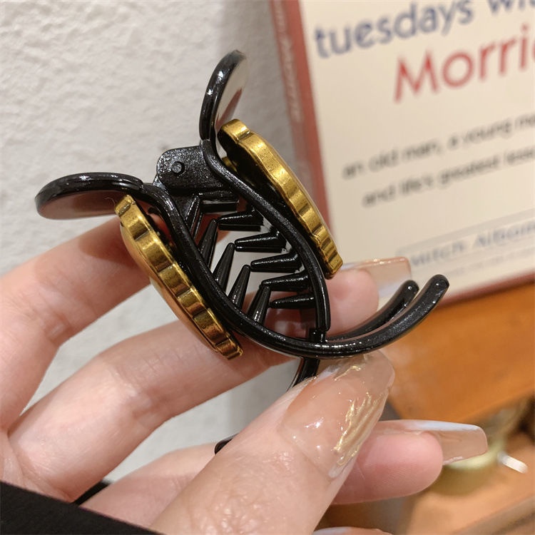 Kẹp Tóc Hình Trái Tim Màu Vàng Đen Phong Cách Hàn Quốc Thời Trang Mùa Hè