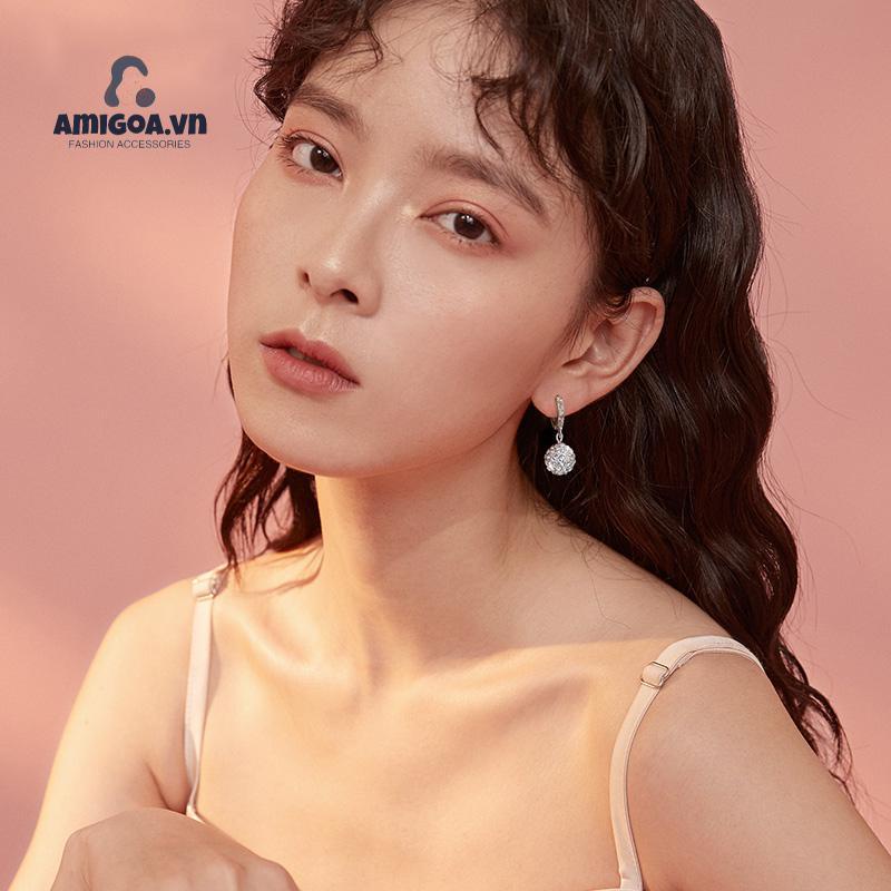 Bông Tai Mạ Bạc Đính Đá Phong Cách Công Chúa