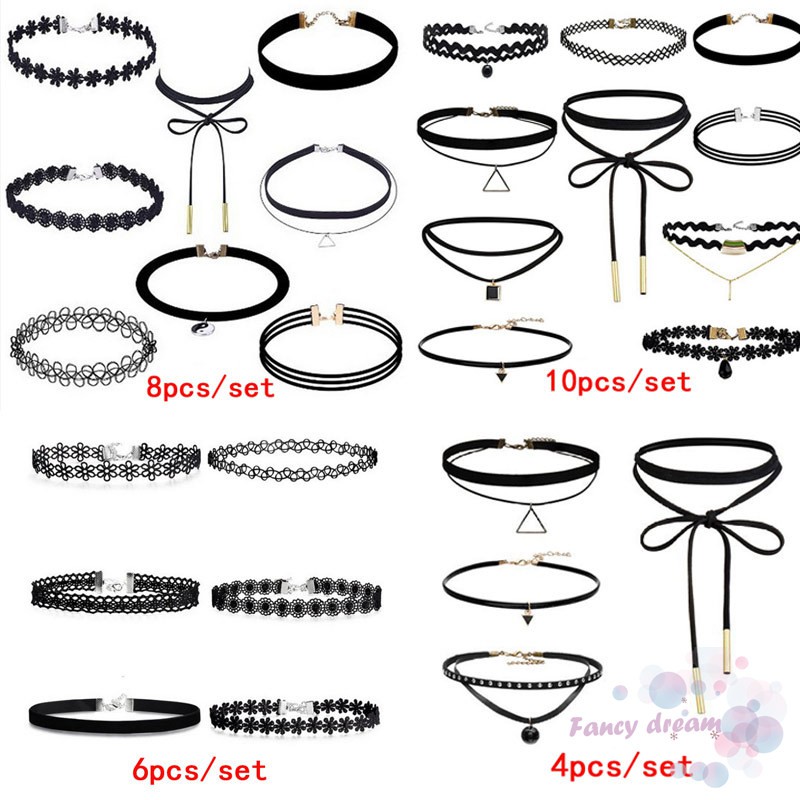 Set 4 / 6 / 8 / 10 vòng cổ choker bằng vải nhung thời trang