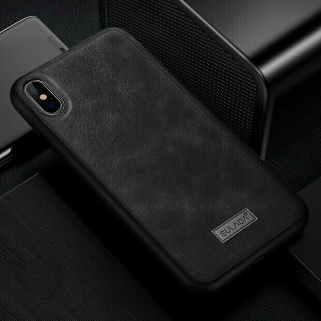 Ốp lưng da cho iPhone Xs Max Hiệu Sulada viền dẻo chống sốc