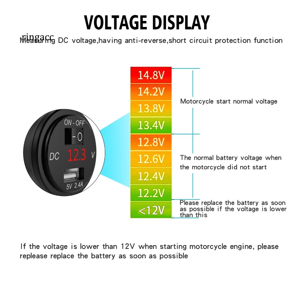 Thiết Bị Sạc Điện Thoại Trên Xe Máy 2.4a Usb Có Công Tắc