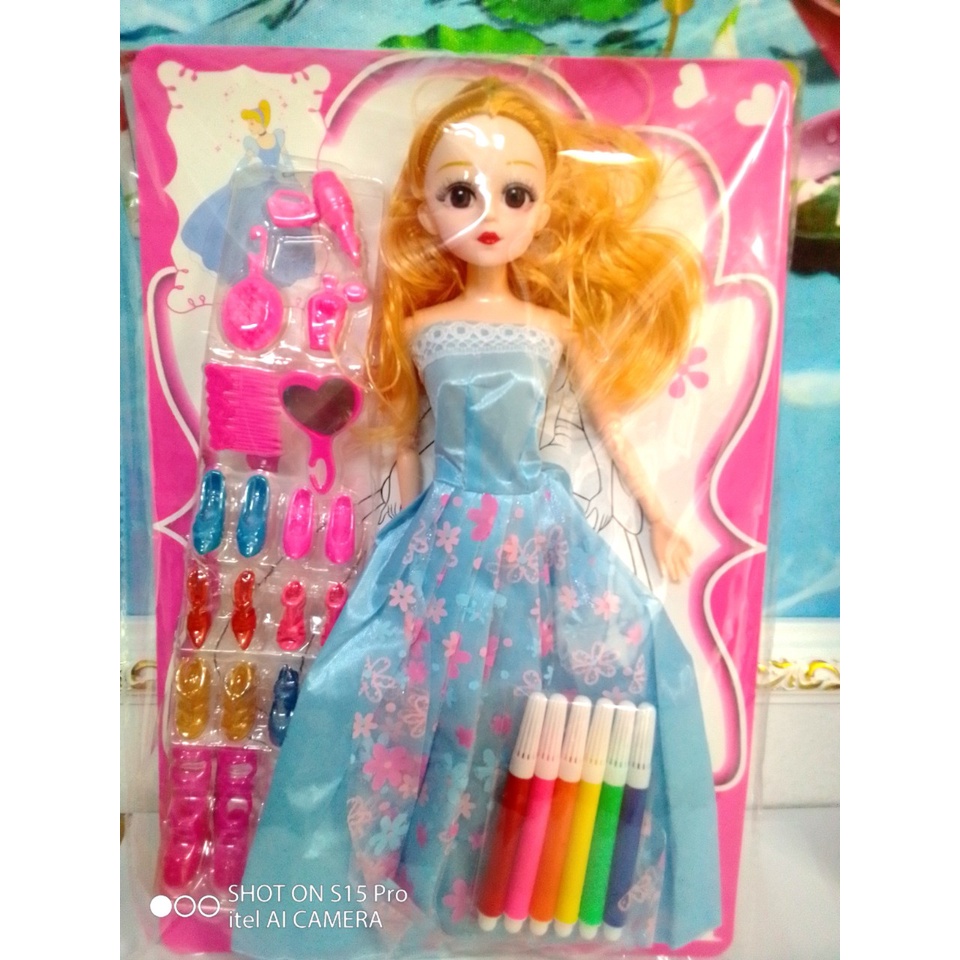 Búp bê barbie thời trang - kèm bộ sưu tập giày [Tặng 6 màu nước tô tranh]