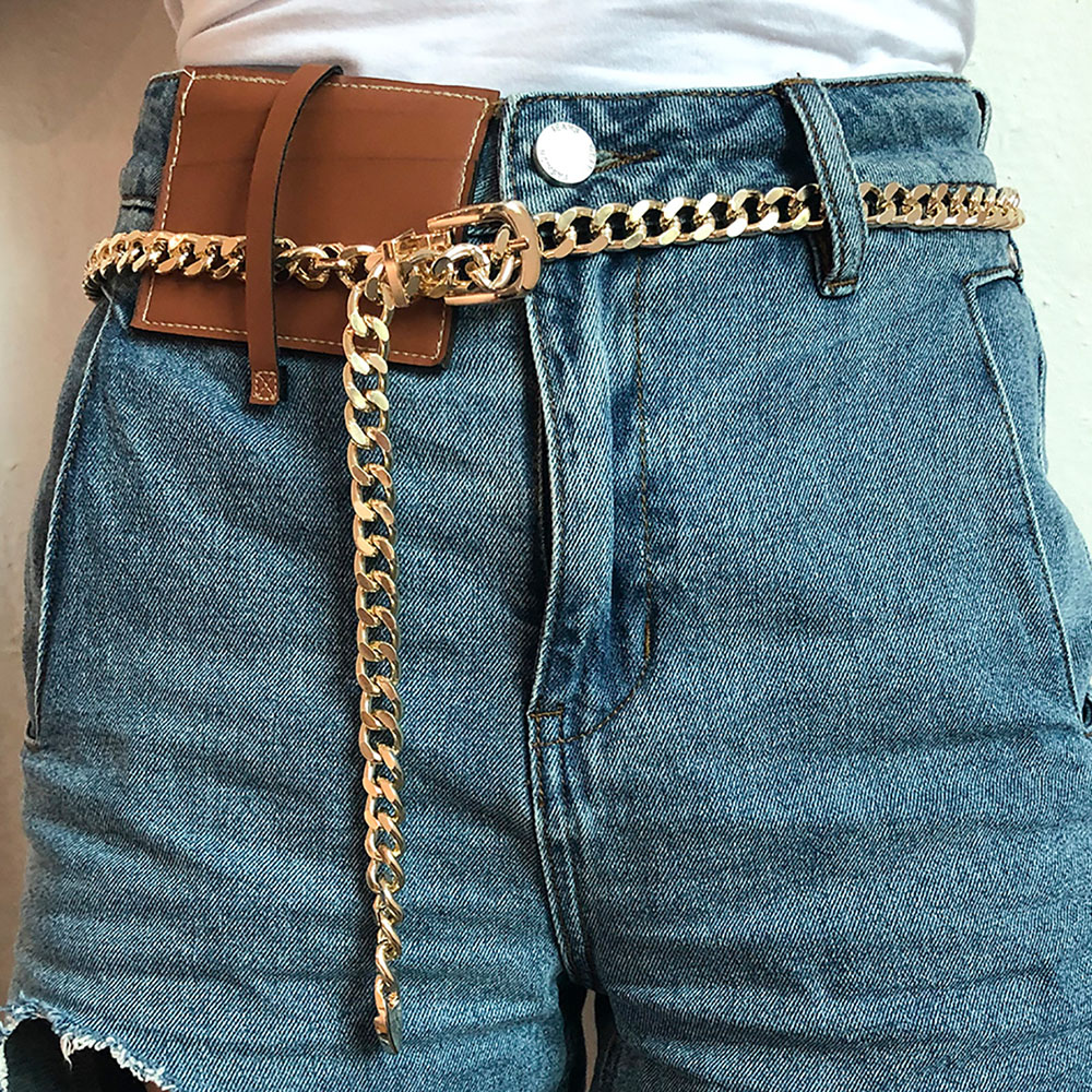 European & American Creative Personality Design Simple Thick Chain Belt Fashion Punk Style Pants Belt Accessories