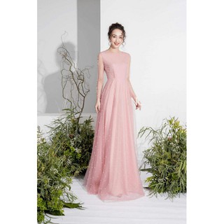 Có size xl đến 63kg - đầm maxi dạ hội kết cườm tay lưới siêu sang trọng - ms12v