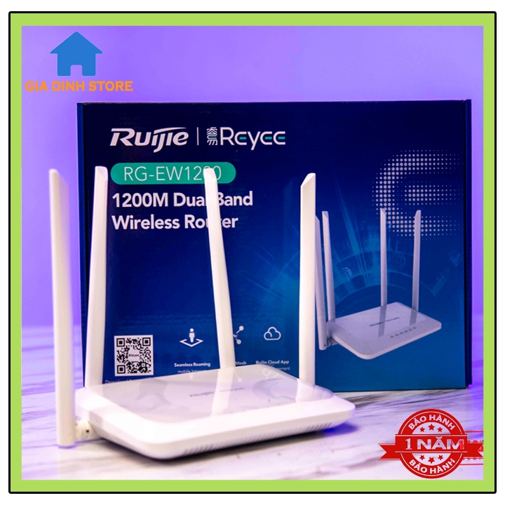 Bộ phát WiFi Ruijie RG-EW1200 Dual-band AC1200 MU-MIMO hỗ trợ Mesh, tốc độ 5GHz 867mbp