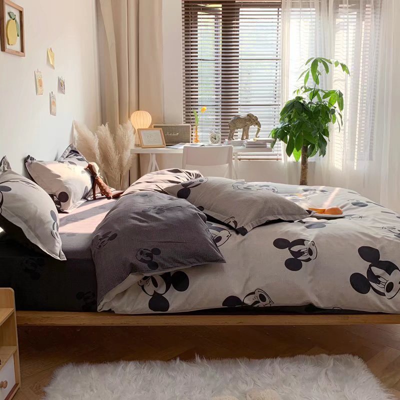 Bộ chăn ga gối Cotton Poly M2T bedding chăn ga Hàn Quốc chuột Mickey BẠC đủ size miễn phí bo chun