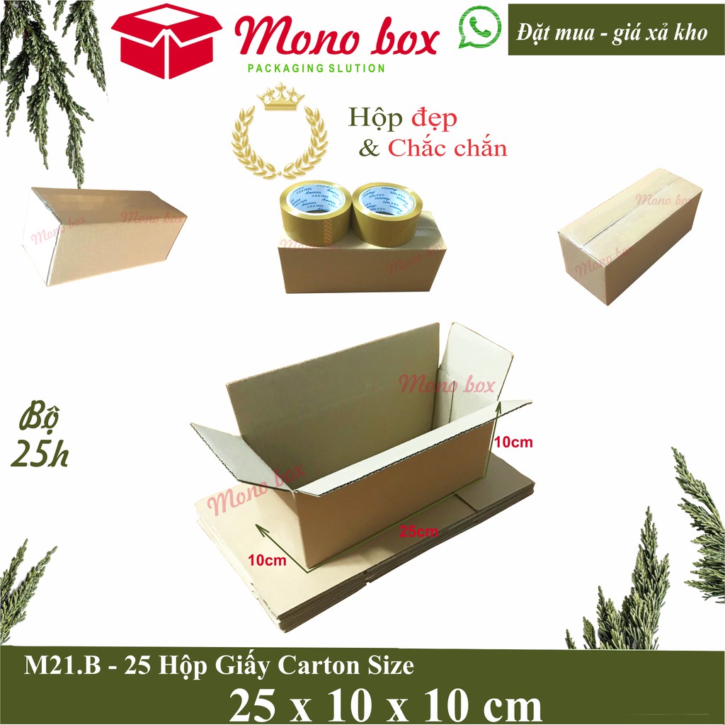 Bộ 25 hộp giấy carton 25x10x10
