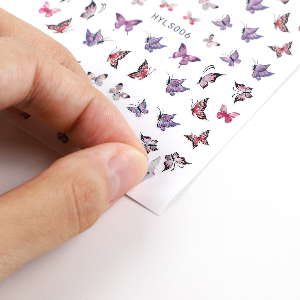 1 Miếng Dán Trang Trí Móng Tay Hình Bướm/Bướm Nhiều Màu Sắc