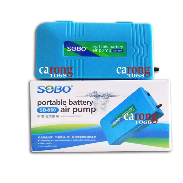 Sủi chạy pin Sobo SB960 Battery Air Pump Single Outlet máy sủi oxy sạc điện, máy bơm oxy chạy pin