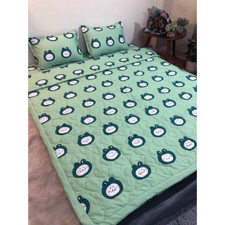 Xả hàng Ga giường + 2 vỏ gối cotton poly cao cấp mẫu Ếch xanh