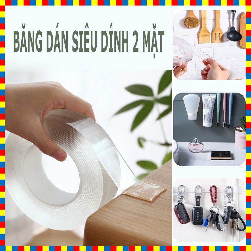 Băng keo dán siêu dính 2 mặt đa năng trong suốt (dán siêu chắc)