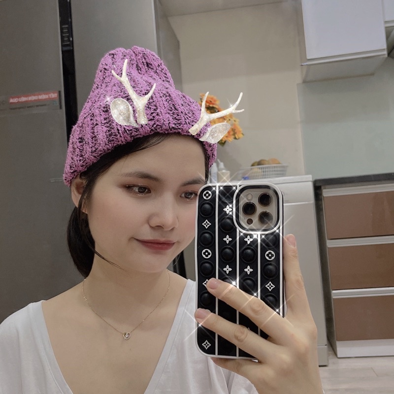Mũ beanie len nhũ dệt kim