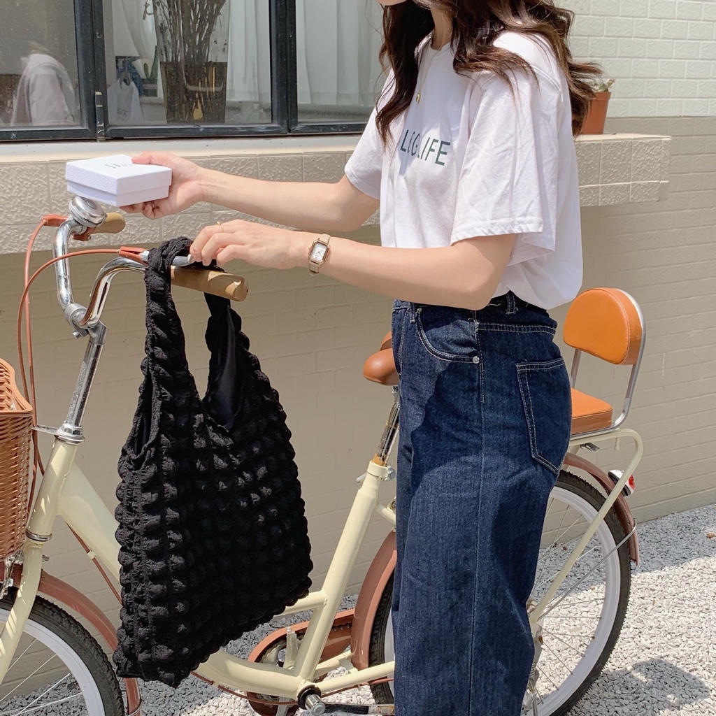 Túi tote túi đeo vai xốp dập Ulzzang
