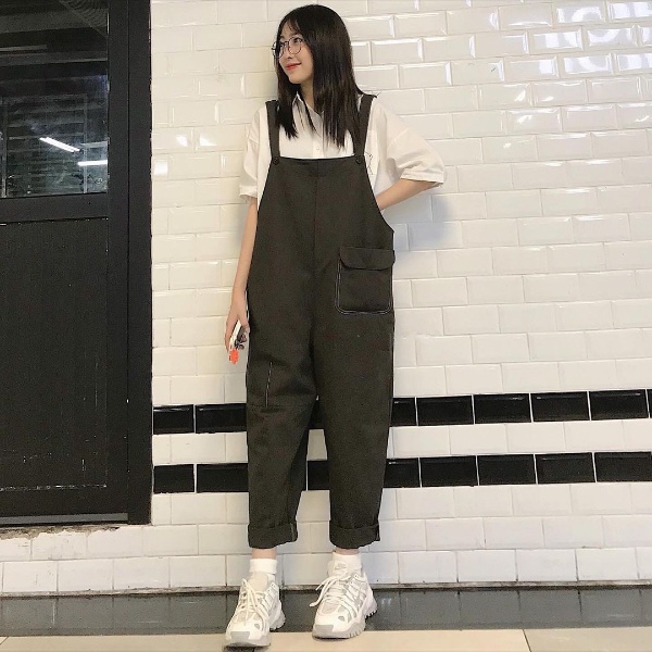 Quần Yếm Kaki Nữ Dài Ống Vừa JEMCLOSET Phong Cách Cá Tính FOME - 7166