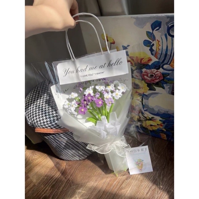 Túi bóng kính đựng hoa trang trí làm quà tặng đựng hoa len