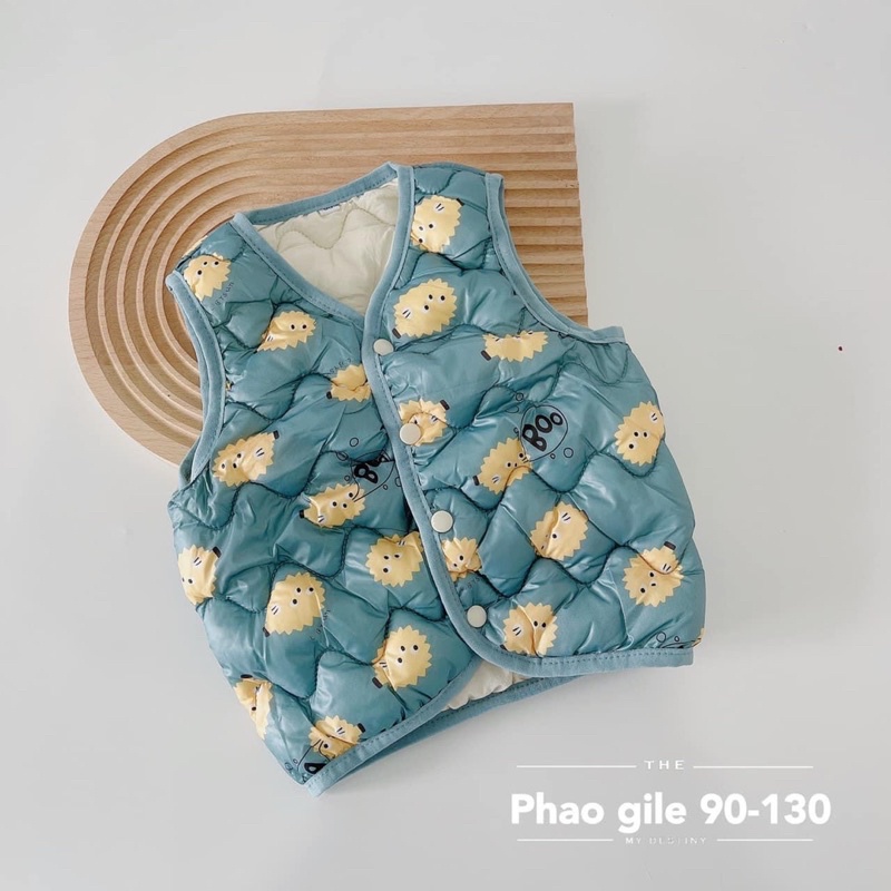 Áo gile phao trẻ em , áo khoác gile phao hoạ tiết xinh xắn cho bé trai bé gái 8-20kg