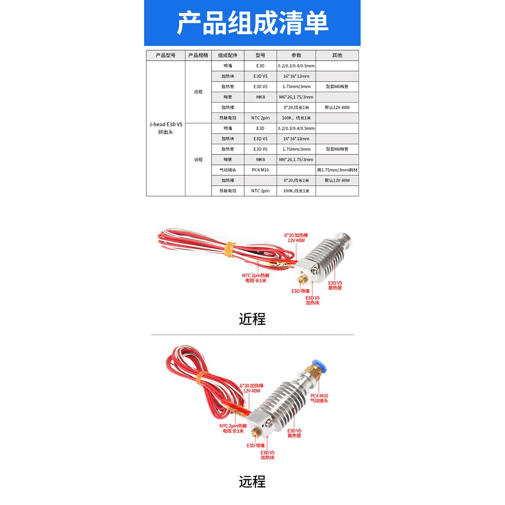 Máy Đùn Kim Loại V5 / V6 Crowdator 1.75 3mm Cho Máy In 3d