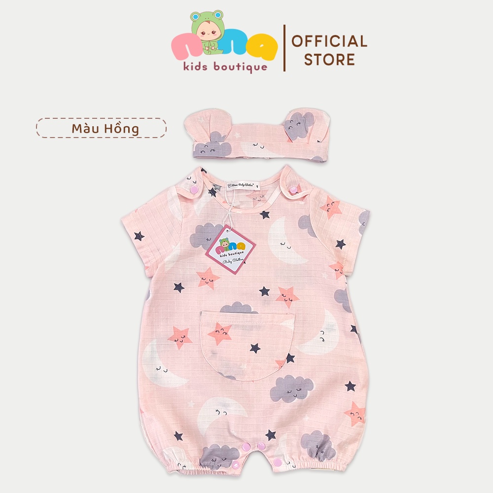 Body đùi cho bé trai bé gái Nina Kids Boutique Set sinh đôi cho bé sơ sinh Romper xô sợi tre Size 0 24 tháng Kèm Turban